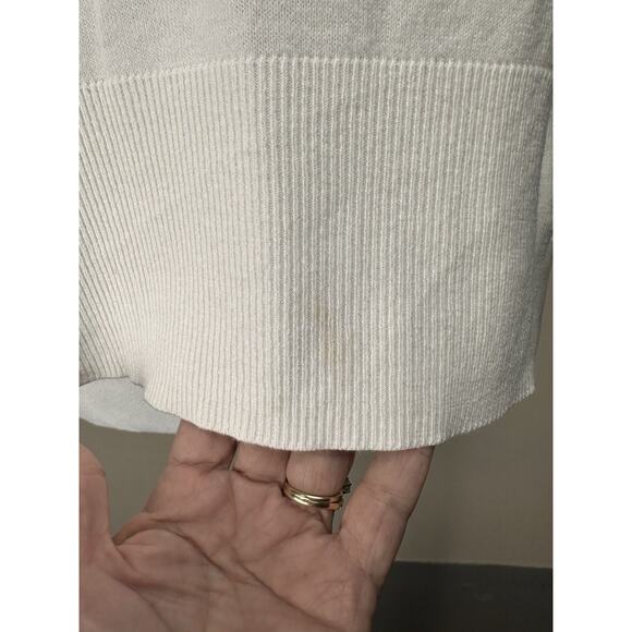 Calia Women's Pointelle Long Sleeve in Creamy White Sz M Boxy Side Slits Cropped - Picture 10 of 15